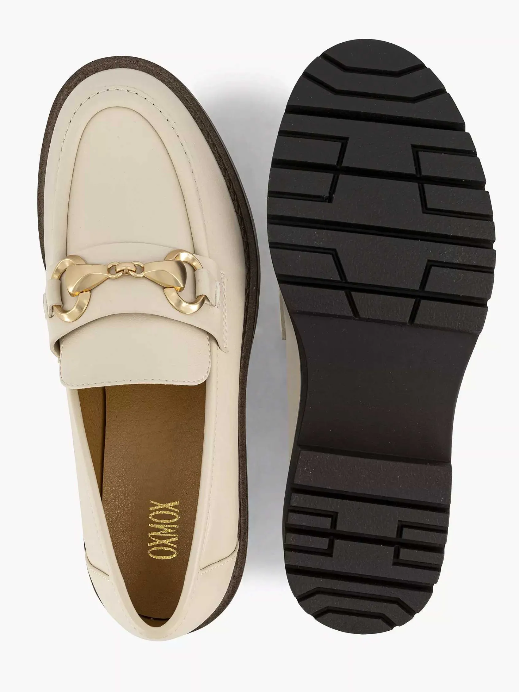 Oxmox Instappers-Beige Chunky Loafer Sierketting