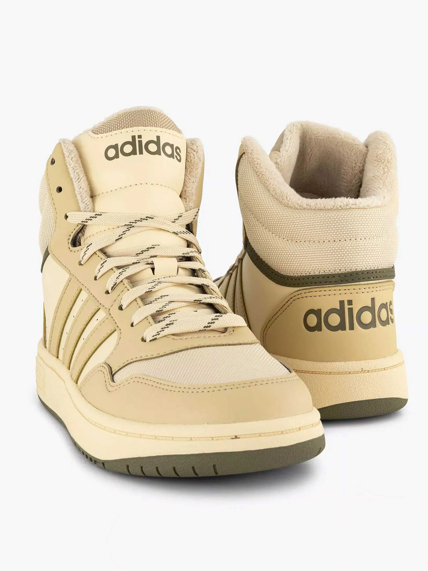 adidas Jongensschoenen-Beige Hoops Mid 3.0 K