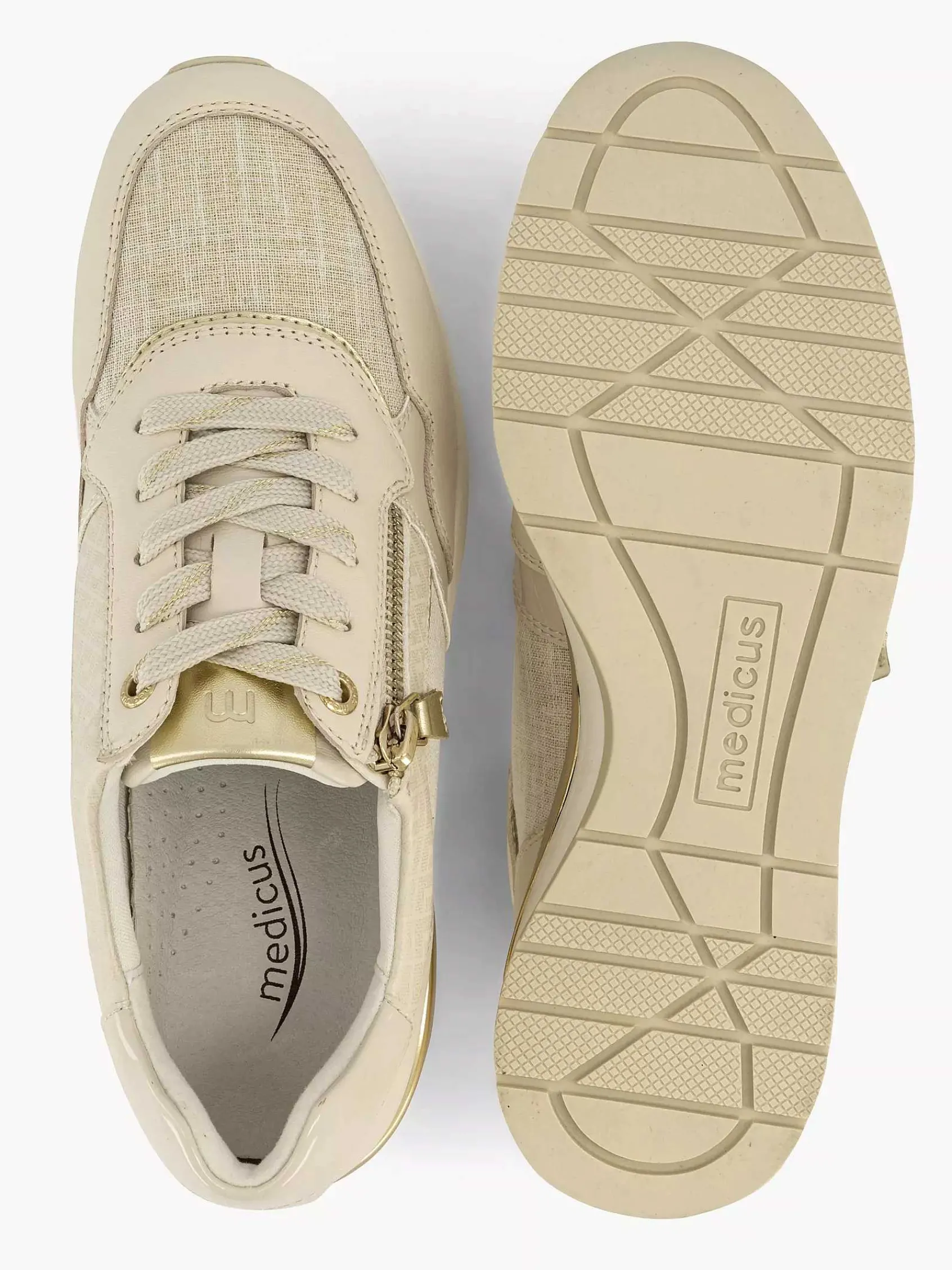 Medicus Sneakers-Beige Leren Comfort Sneaker