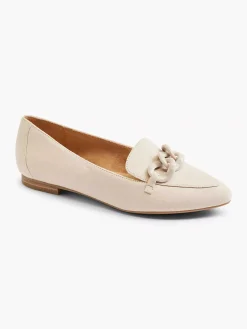 5th Avenue Instappers-Beige Leren Loafer Sierketting