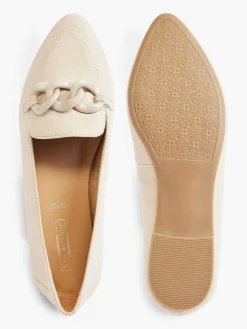 5th Avenue Instappers-Beige Leren Loafer Sierketting