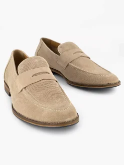 AM SHOE Geklede Schoenen-Beige Suede Instapper