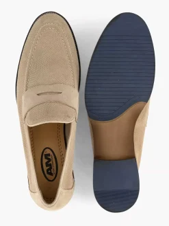 AM SHOE Geklede Schoenen-Beige Suede Instapper