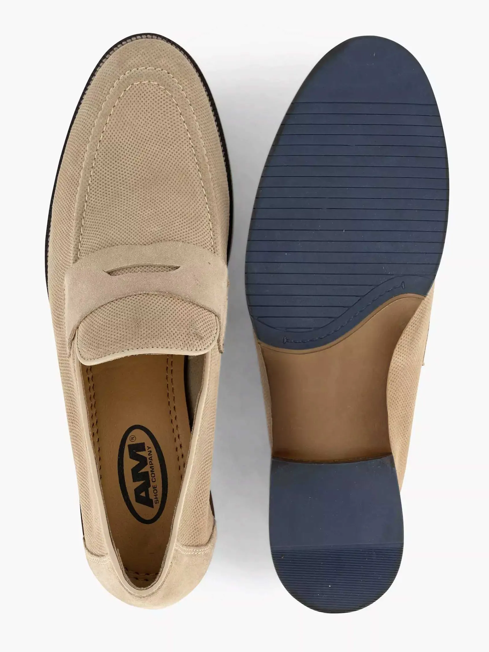 AM SHOE Geklede Schoenen-Beige Suede Instapper
