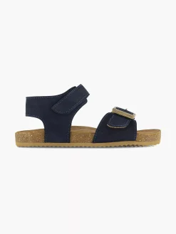 Vty Jongensschoenen-Blauwe Leren Sandaal Klittenband
