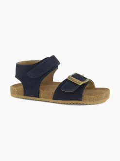 Vty Jongensschoenen-Blauwe Leren Sandaal Klittenband