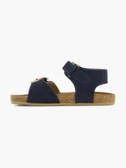 Vty Jongensschoenen-Blauwe Leren Sandaal Klittenband