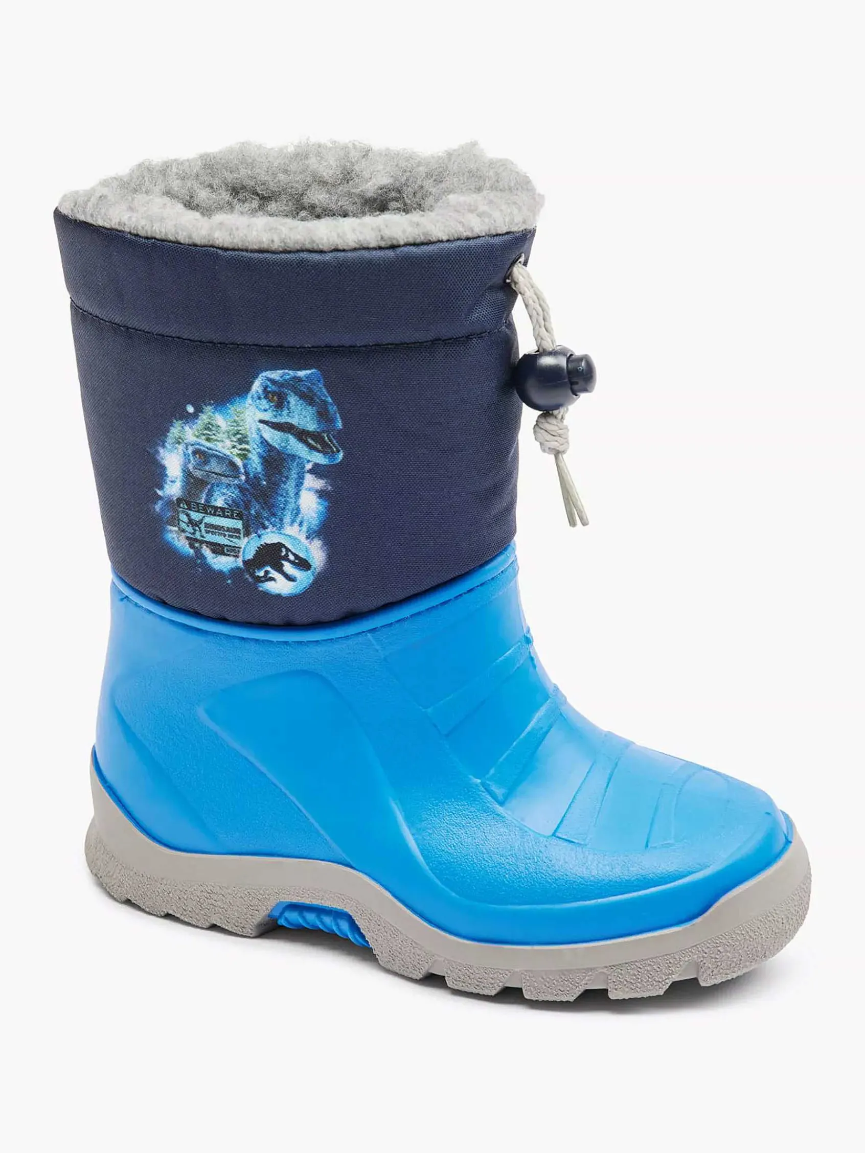 Jurassic World Babyschoenen-Blauwe Regenlaars Dino Gevoerd