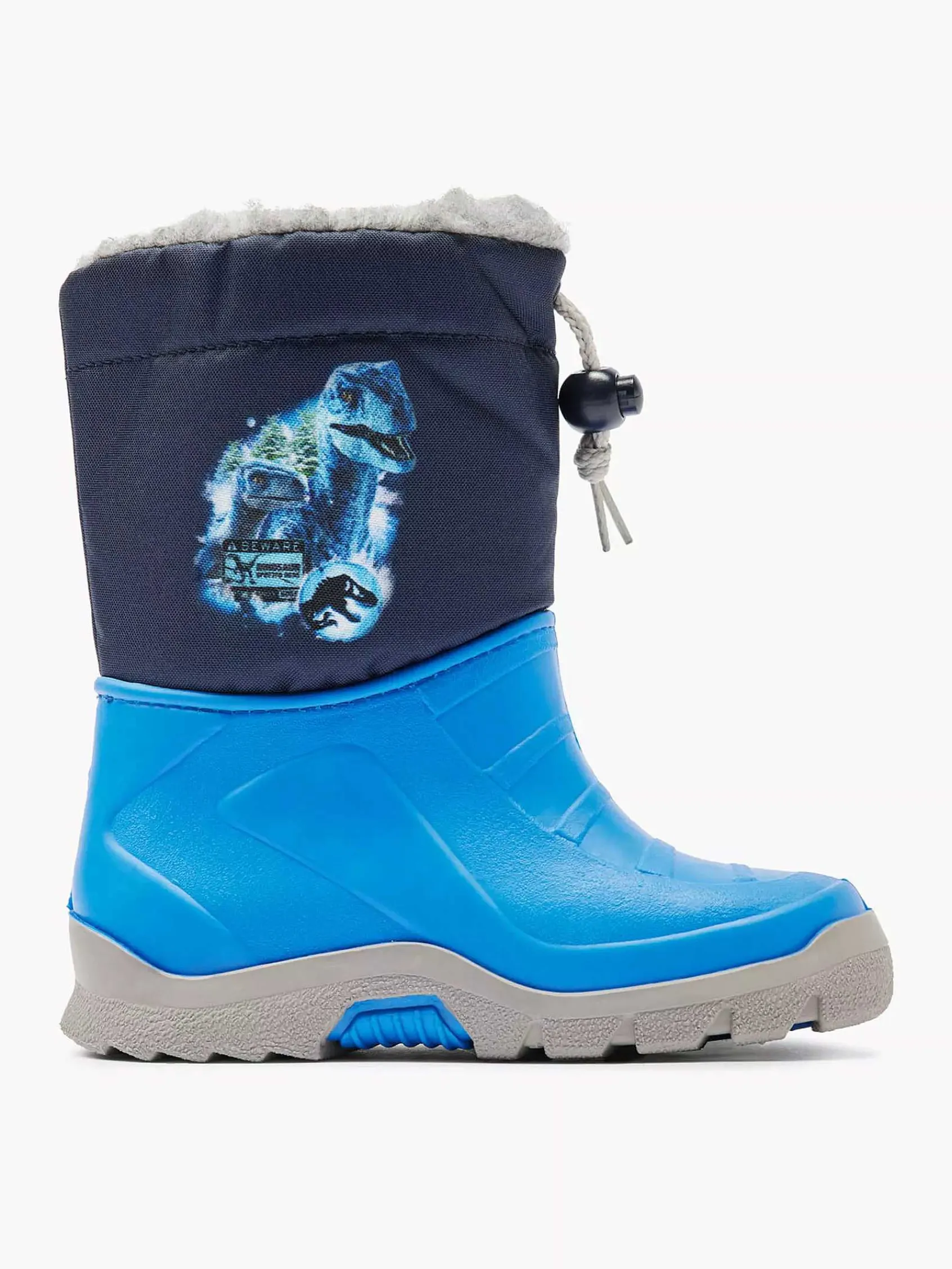 Jurassic World Babyschoenen-Blauwe Regenlaars Dino Gevoerd