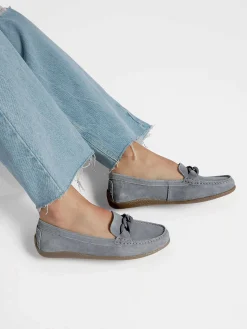 5th Avenue Instappers-Blauwe Suede Instapper Sierketting