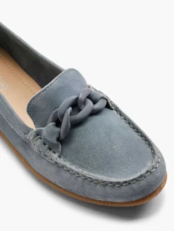 5th Avenue Instappers-Blauwe Suede Instapper Sierketting
