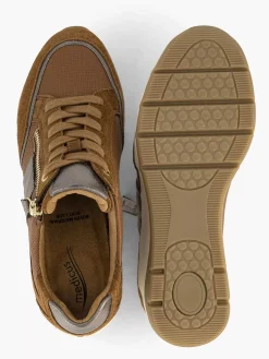 Medicus Comfort Schoenen-Bruine Leren Comfort Sneaker