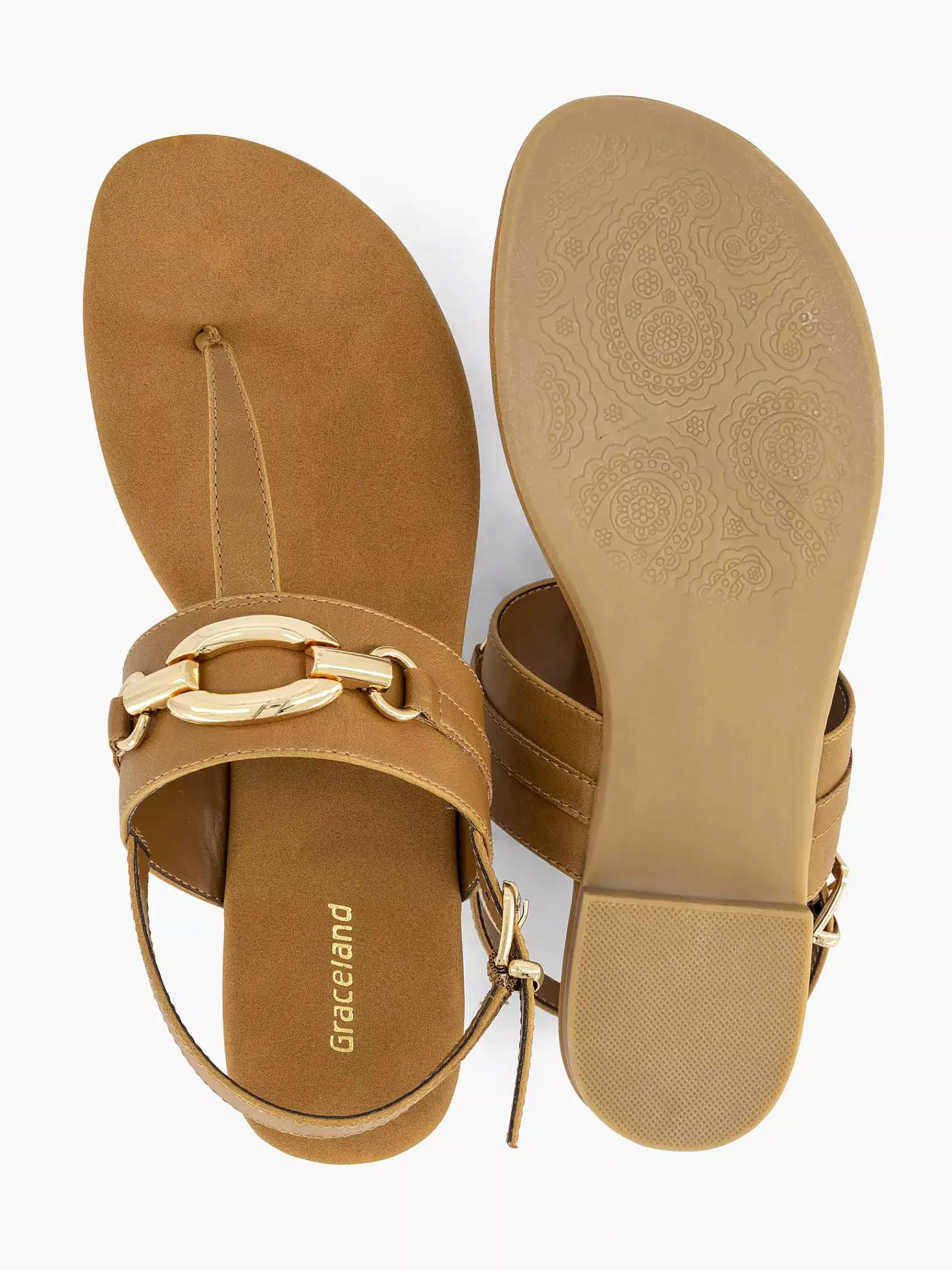 Graceland Sandalen-Bruine Sandaal Sierketting