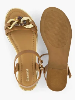 Graceland Sandalen-Bruine Sandaal Sierketting
