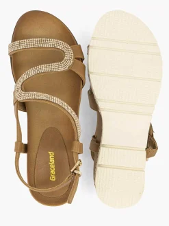 Graceland Sandalen-Bruine Sandaal Sierketting