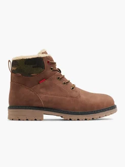 Vty Jongensschoenen-Bruine Veterboot Gevoerd