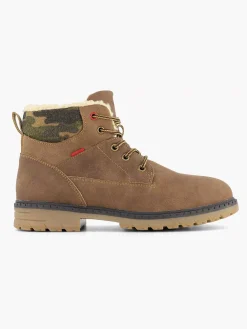 Vty Jongensschoenen-Bruine Veterboot Gevoerd