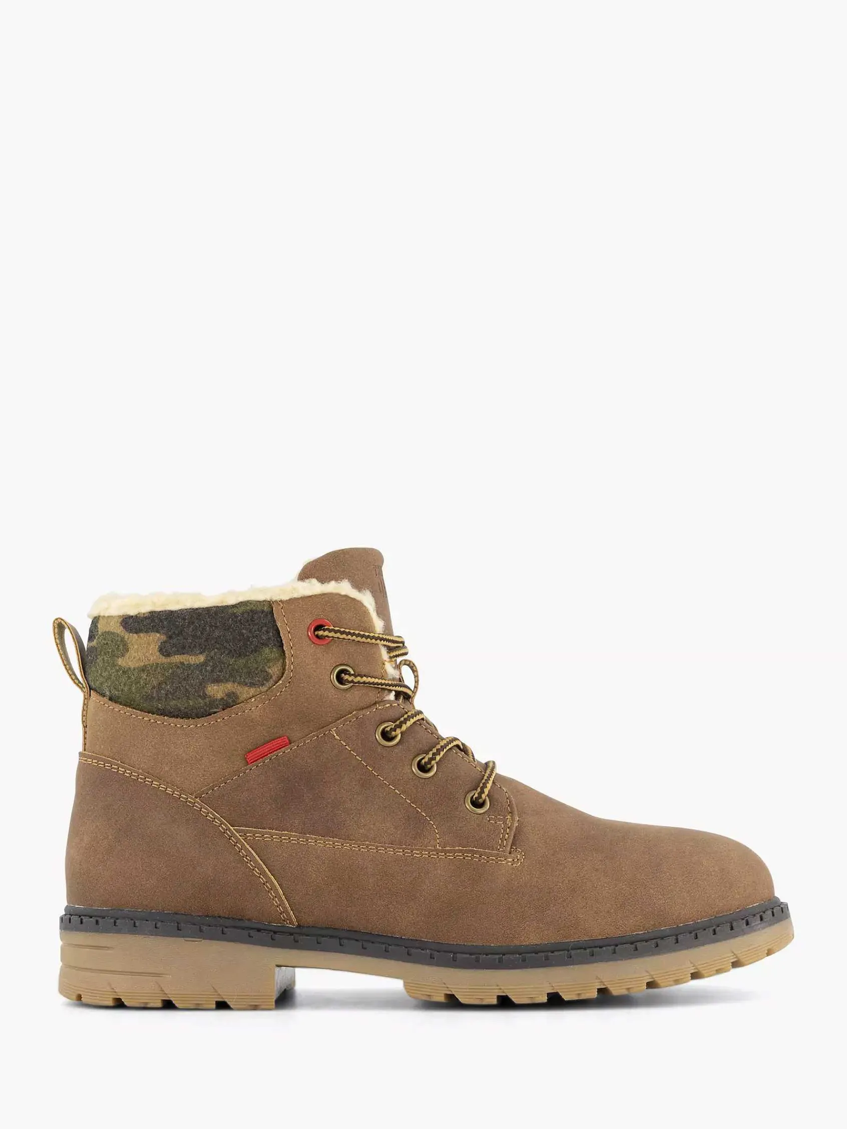 Vty Jongensschoenen-Bruine Veterboot Gevoerd