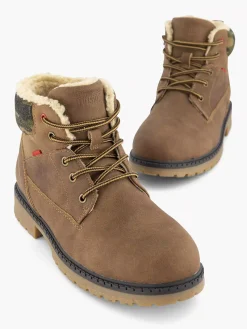 Vty Jongensschoenen-Bruine Veterboot Gevoerd