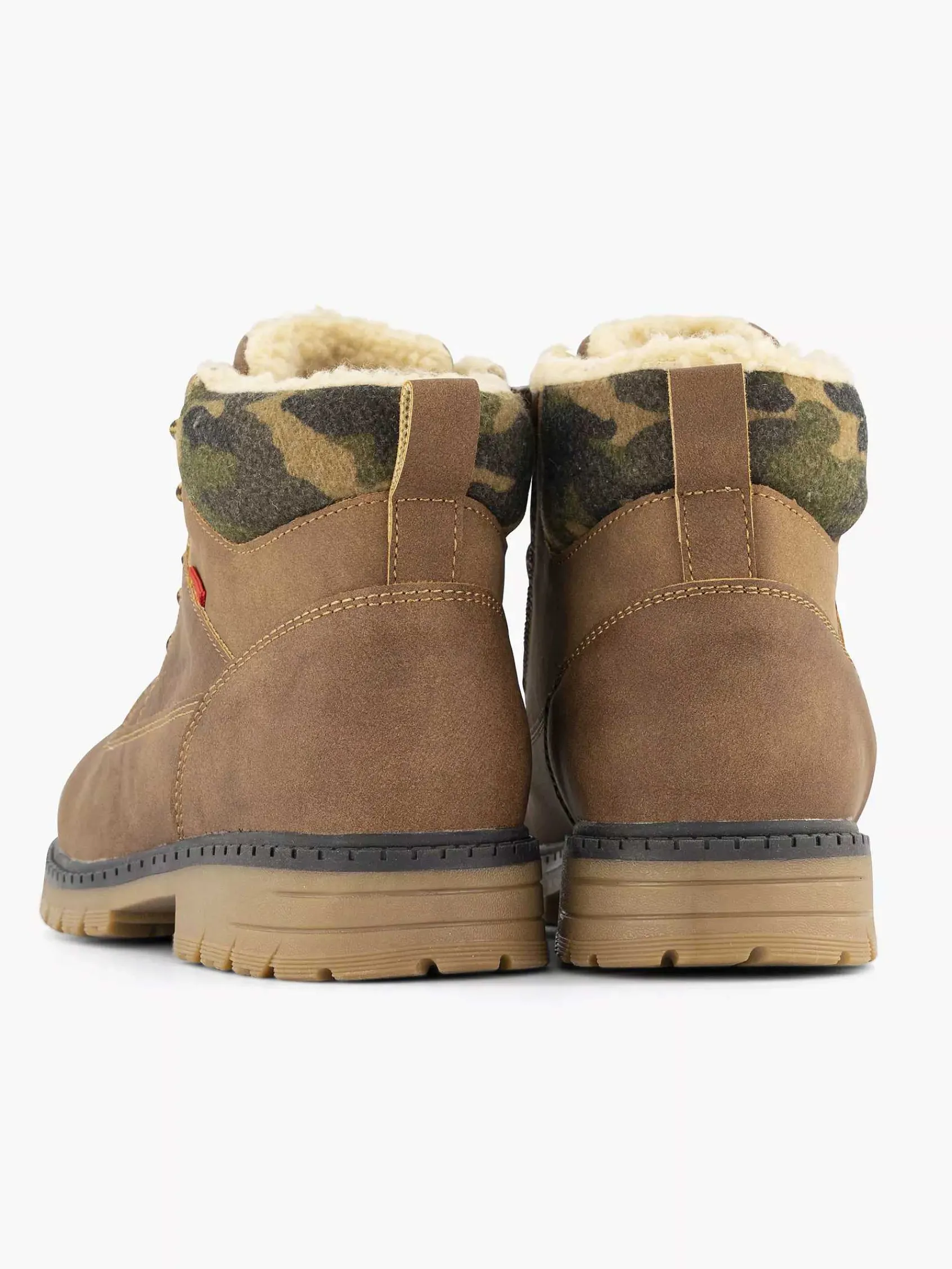 Vty Jongensschoenen-Bruine Veterboot Gevoerd