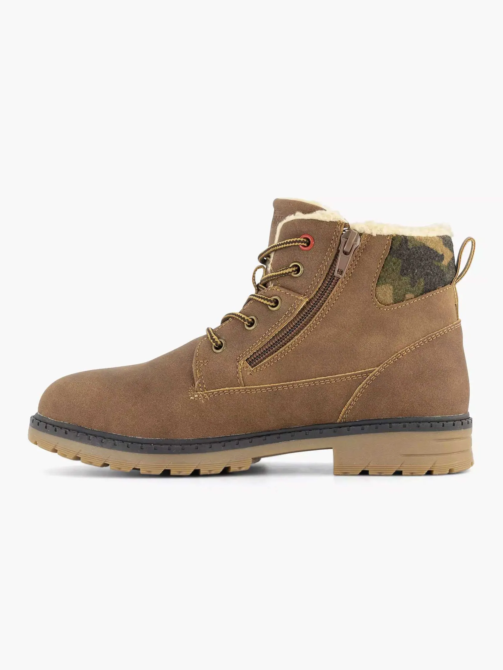 Vty Jongensschoenen-Bruine Veterboot Gevoerd