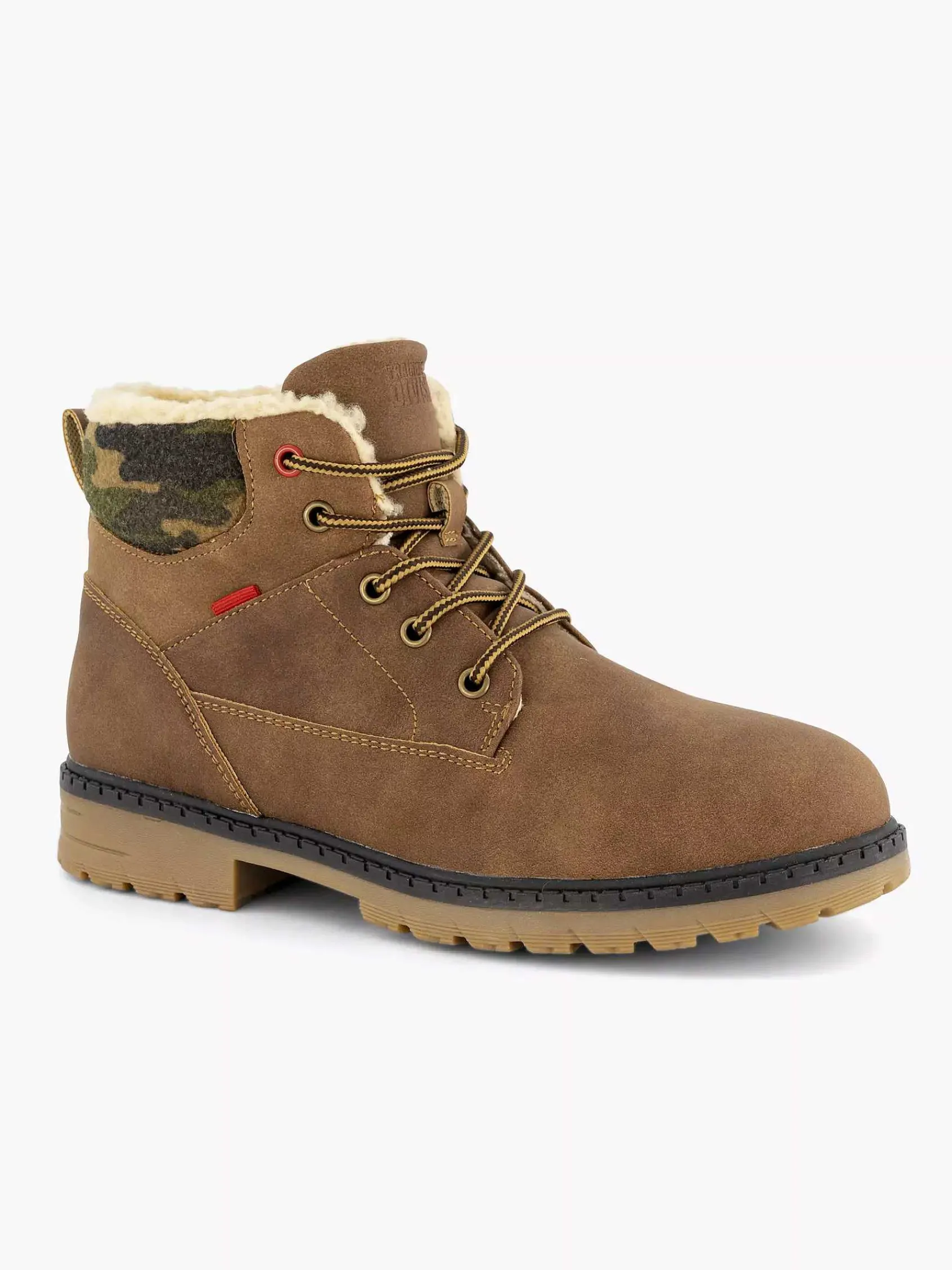 Vty Jongensschoenen-Bruine Veterboot Gevoerd