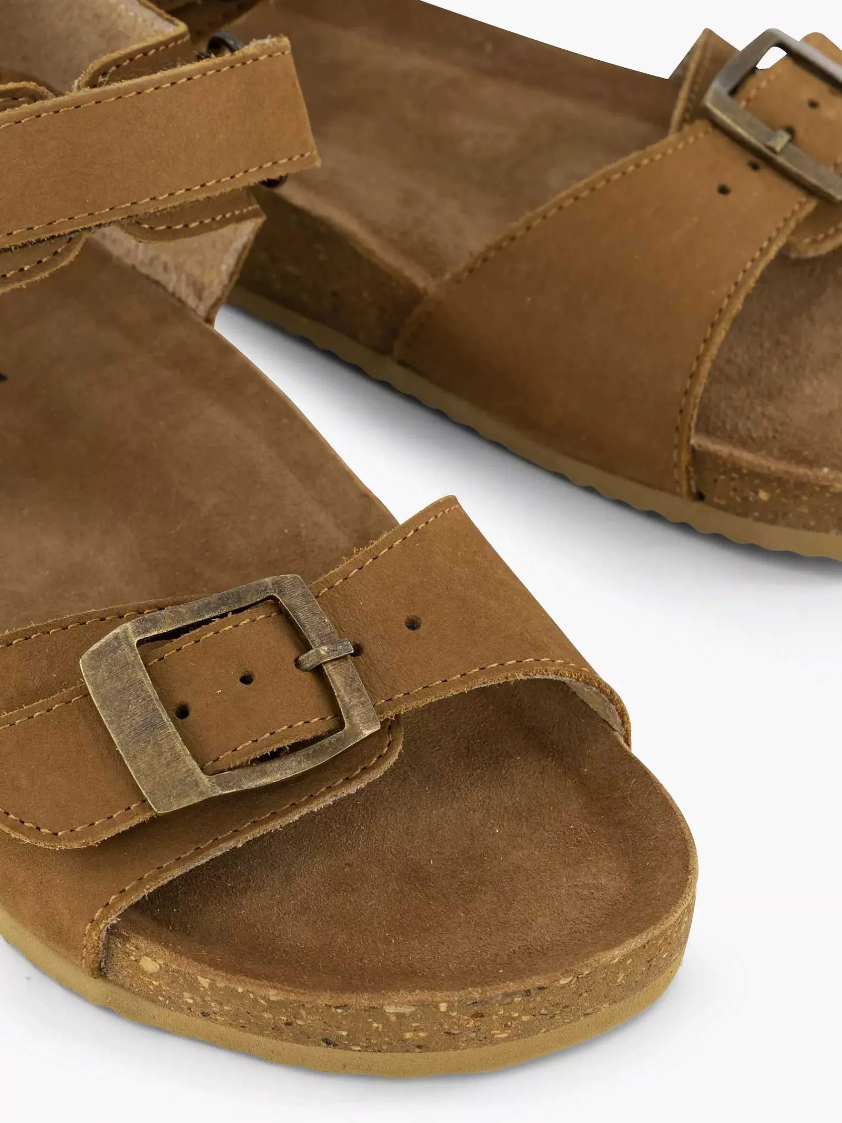 Vty Jongensschoenen-Cognac Leren Sandaal