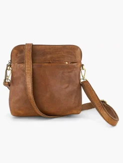 5th Avenue Online Exclusive Accessoires-Cognac Leren Schoudertas