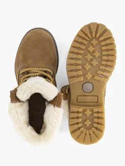Limelight girl Jongensschoenen-Cognac Leren Veterboot Gevoerd