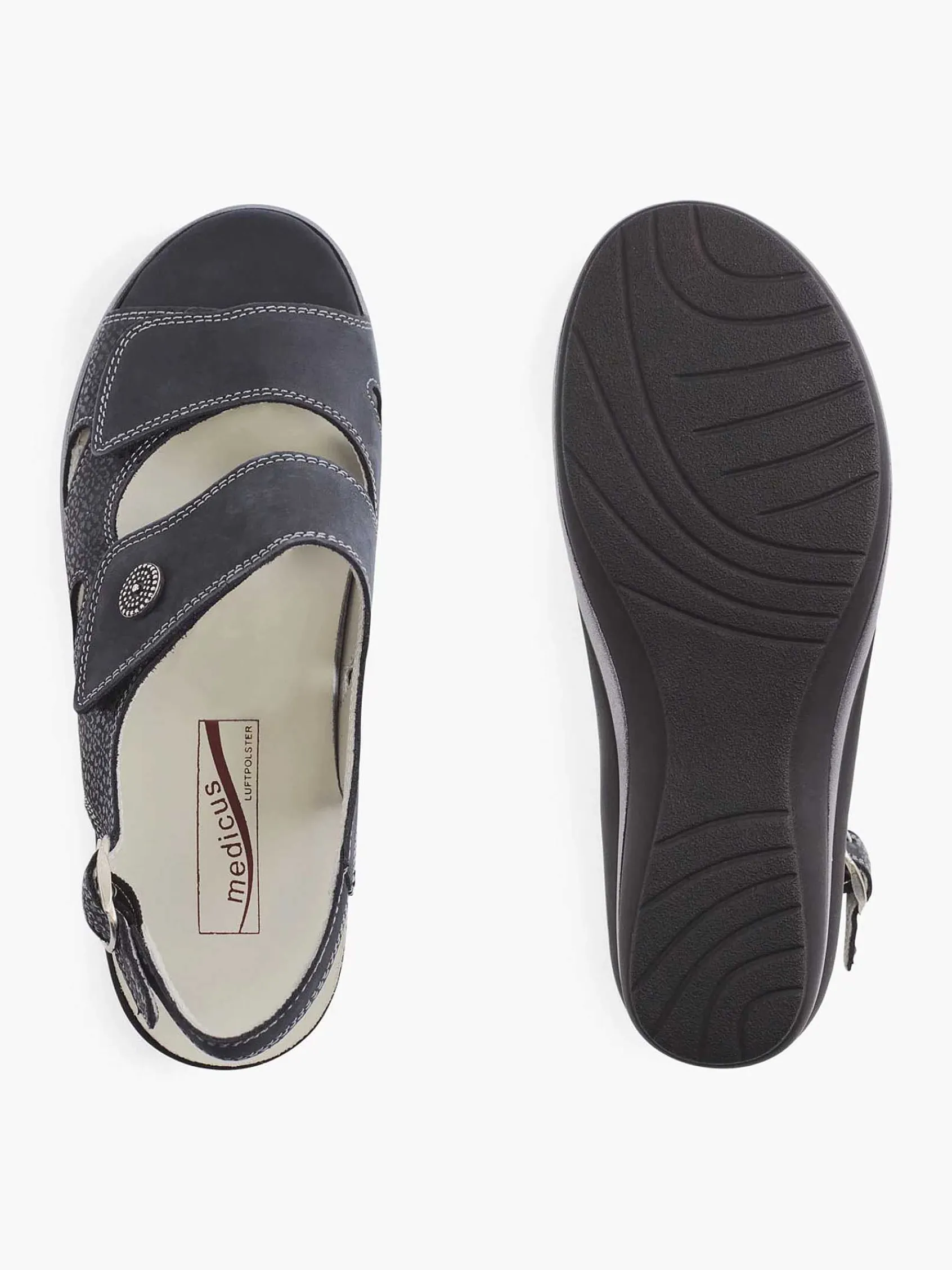 Medicus Comfort Schoenen-Donkerblauwe Leren Sandaal