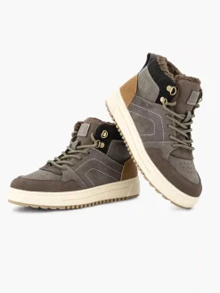 Vty Jongensschoenen-Donkerbruine Hoge Sneaker