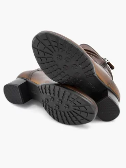 Medicus Enkellaarzen & Boots-Donkerbruine Leren Comfort Enkellaars Hak