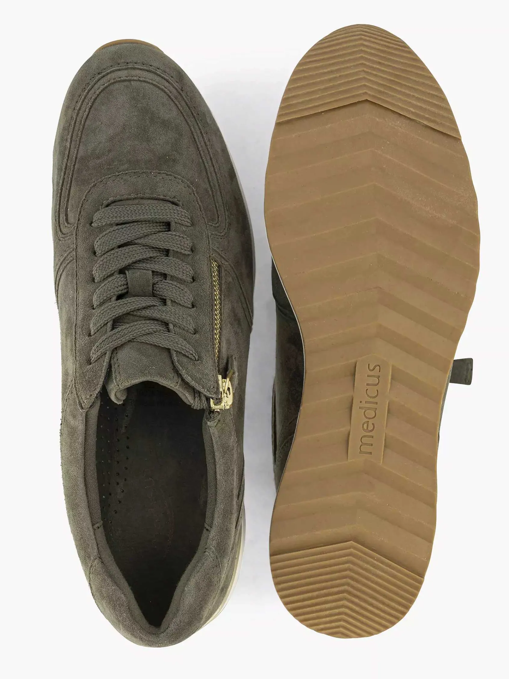 Medicus Comfort Schoenen-Donkergroene Leren Comfort Sneaker