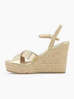 Graceland Sandalen-Gouden Espadrille Sleehak