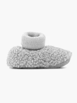 vanHaren Jongensschoenen-Grijze Pantoffel Teddy