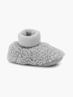 vanHaren Jongensschoenen-Grijze Pantoffel Teddy