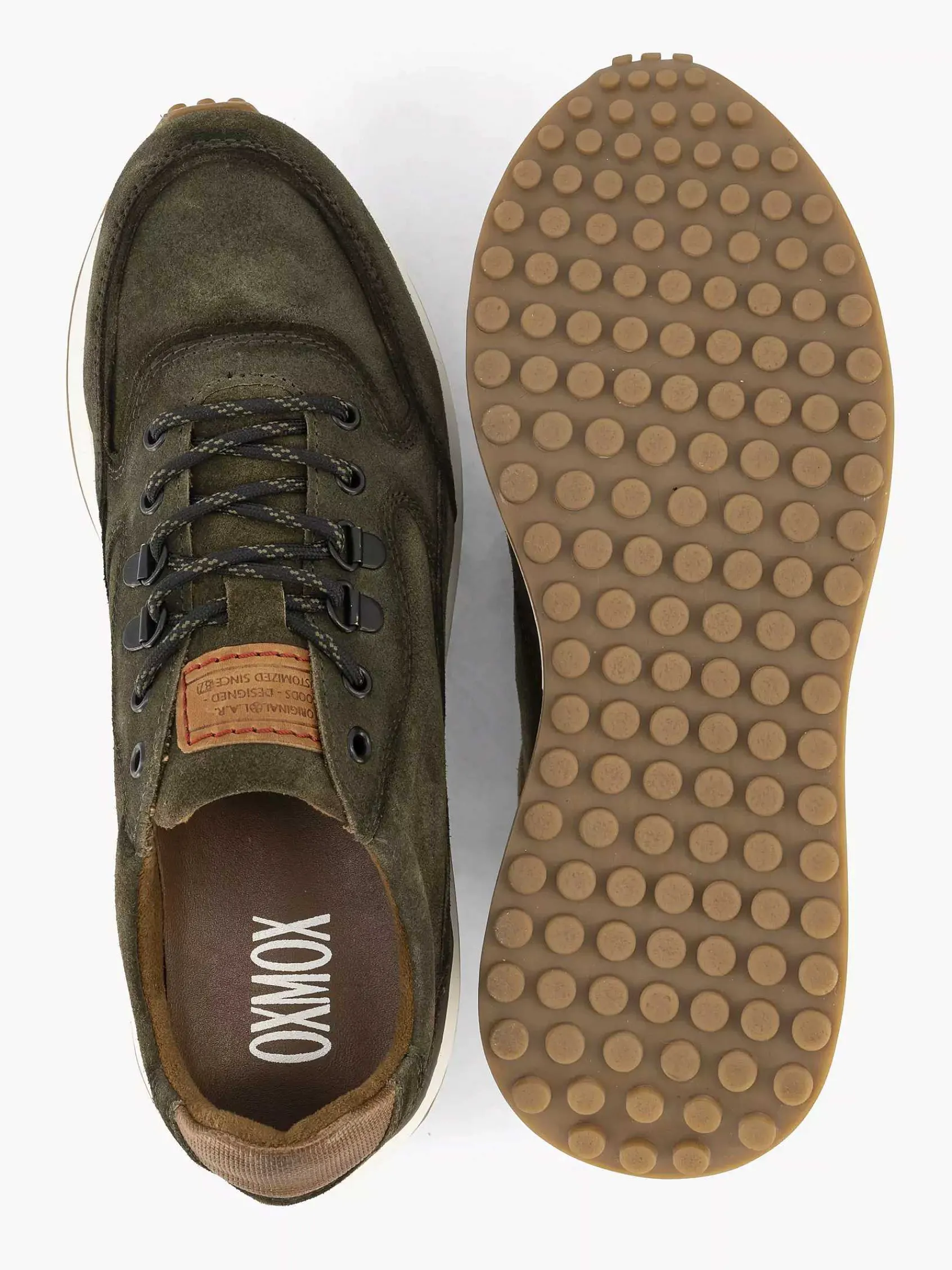 Oxmox Sneakers-Groene Leren Chunky Sneaker