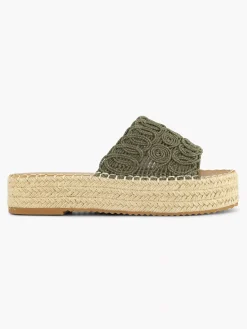 Graceland Slippers-Khaki Platform Slipper
