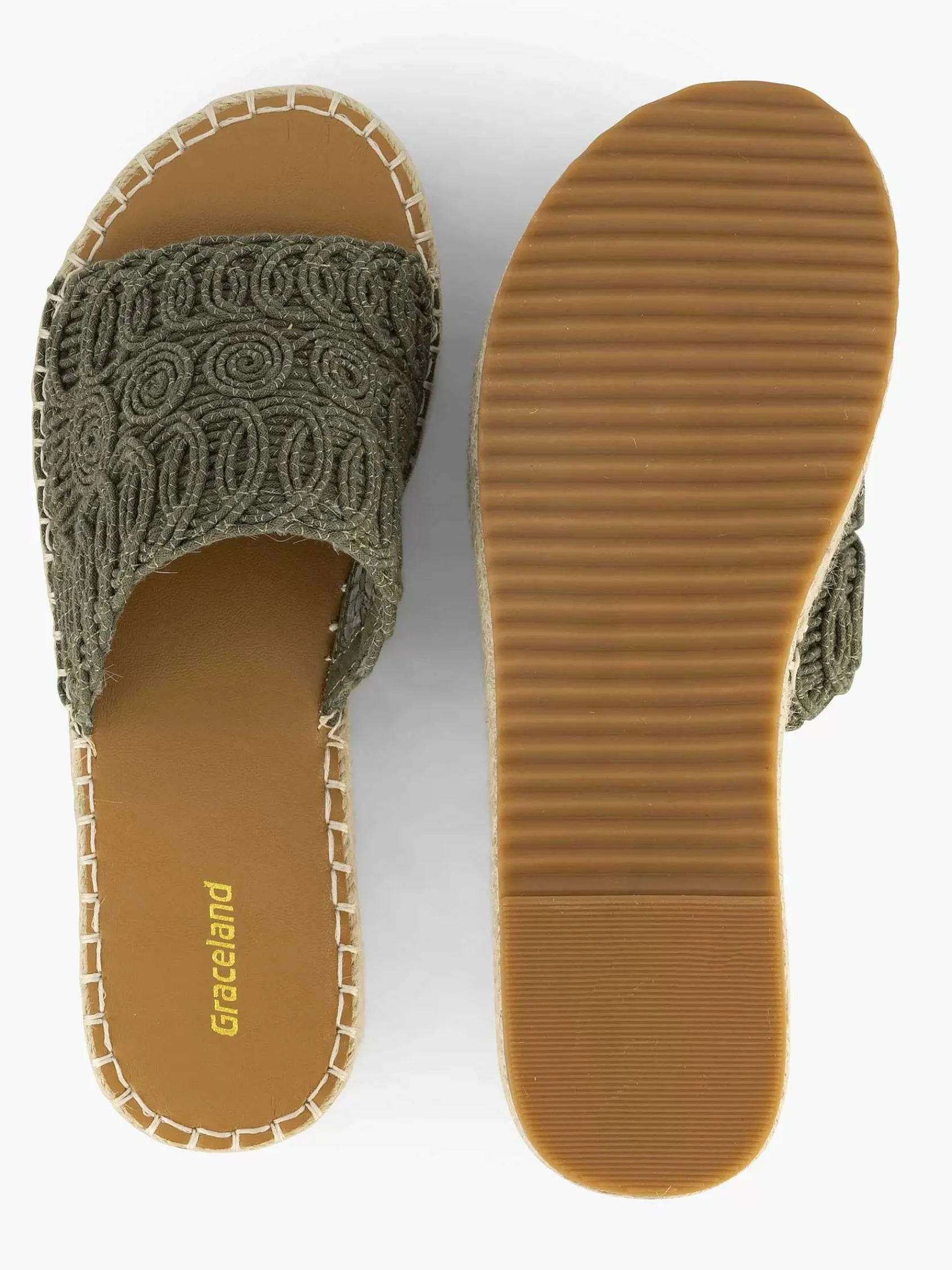 Graceland Slippers-Khaki Platform Slipper