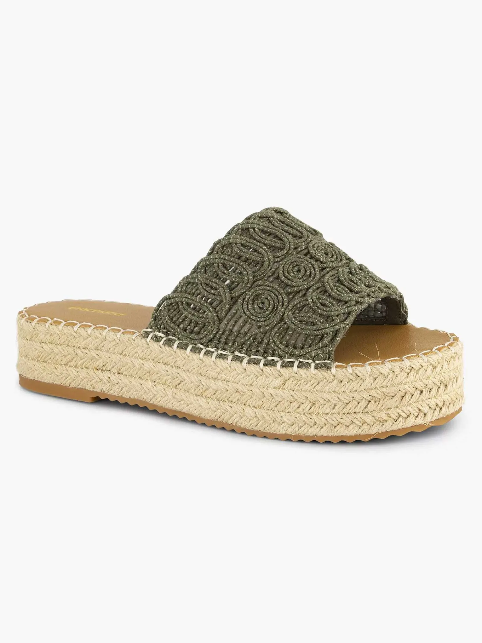 Graceland Slippers-Khaki Platform Slipper