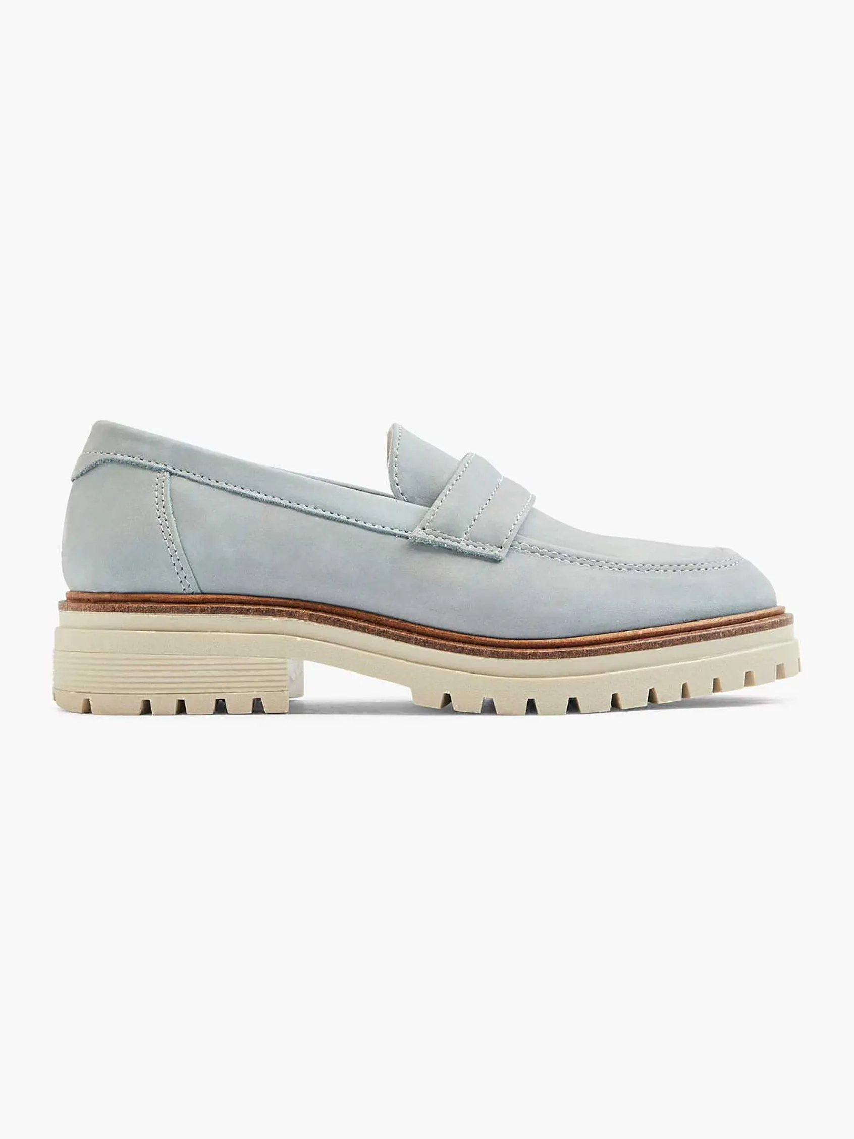 5th Avenue Instappers-Lichtblauwe Chunky Nubuck Loafer