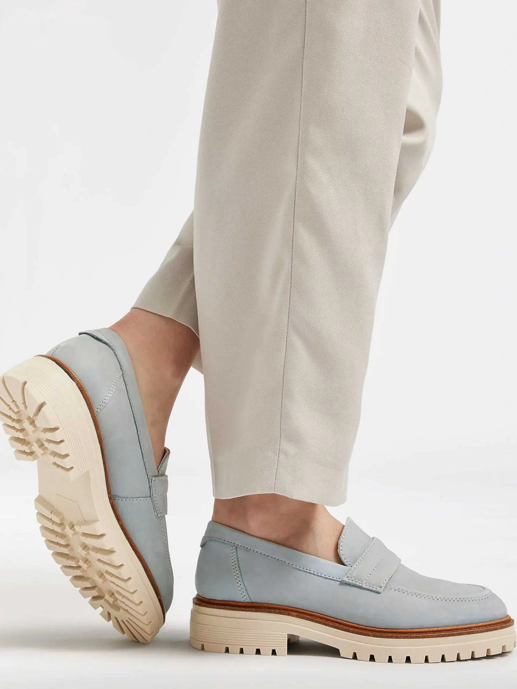 5th Avenue Instappers-Lichtblauwe Chunky Nubuck Loafer