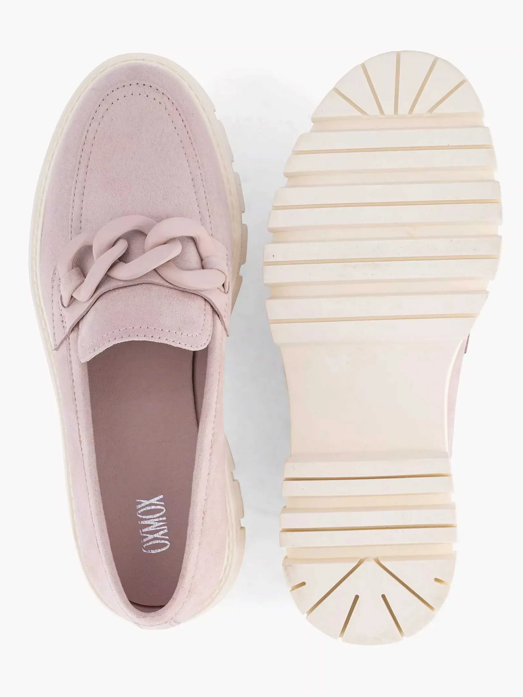 Oxmox Instappers-Roze Chunky Loafer Sierketting