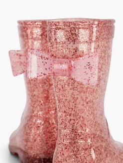 Landrover Jongensschoenen-Roze Regenlaars Glitter Strik