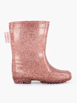 Landrover Jongensschoenen-Roze Regenlaars Glitter Strik