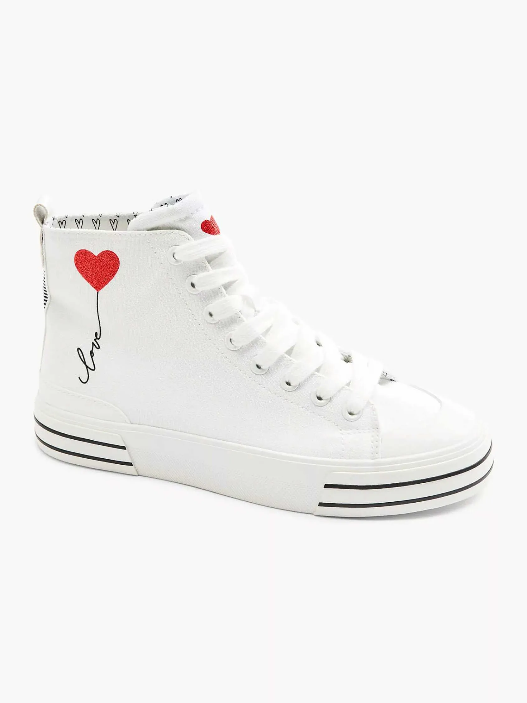 Graceland Sneakers-Witte Hoge Canvas Sneaker Hartje