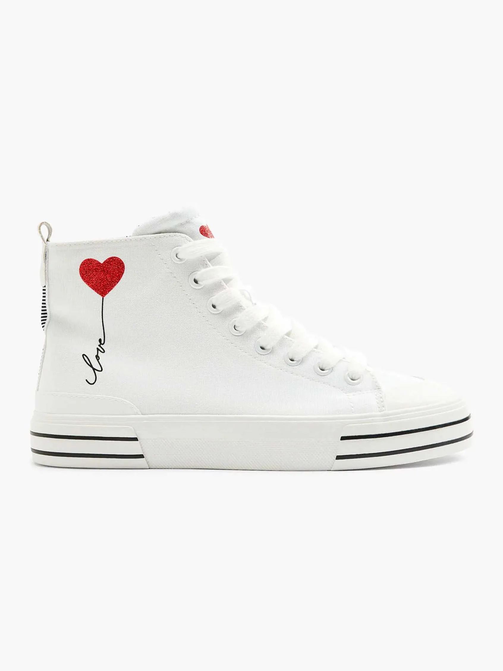 Graceland Sneakers-Witte Hoge Canvas Sneaker Hartje
