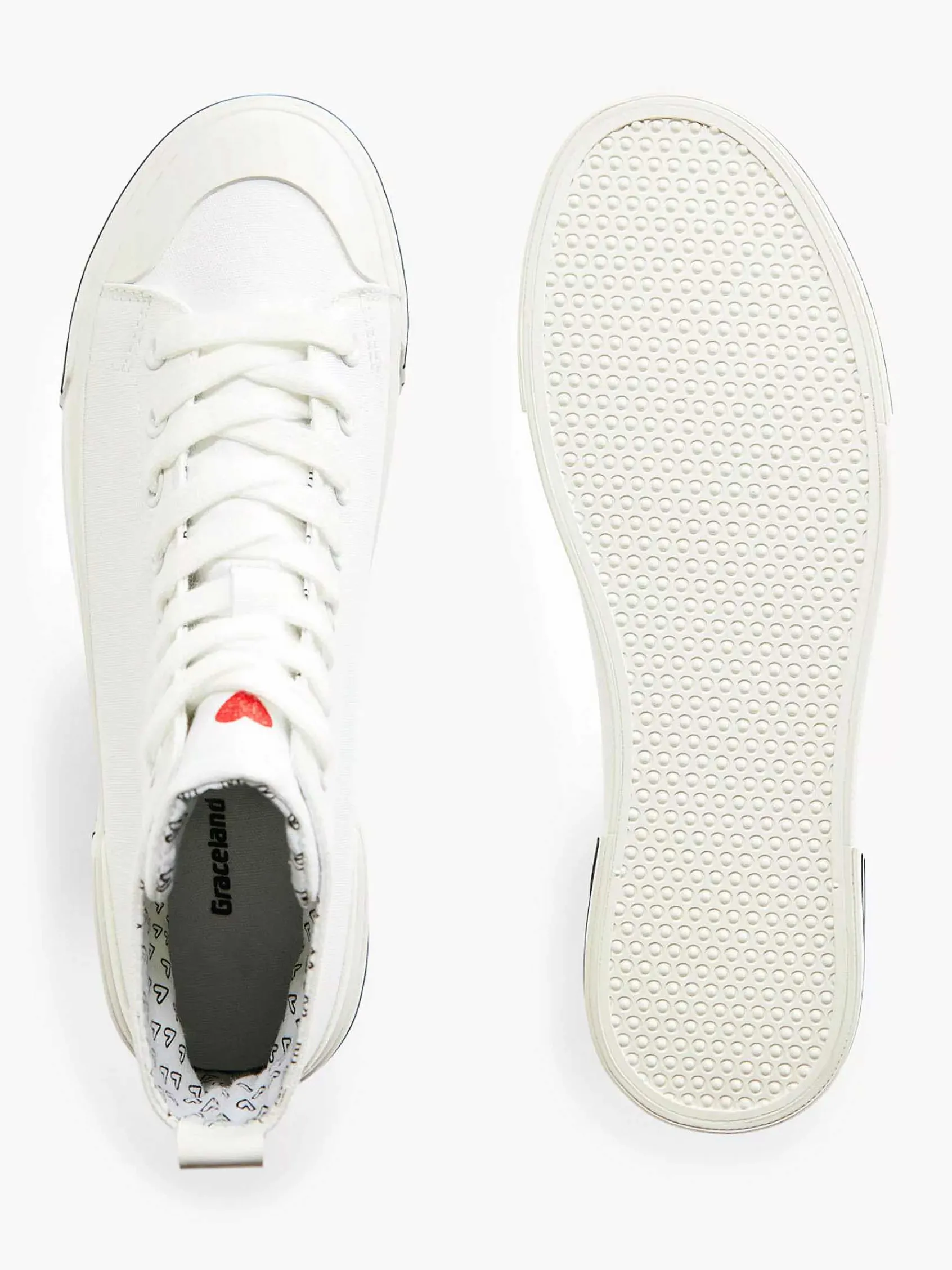 Graceland Sneakers-Witte Hoge Canvas Sneaker Hartje