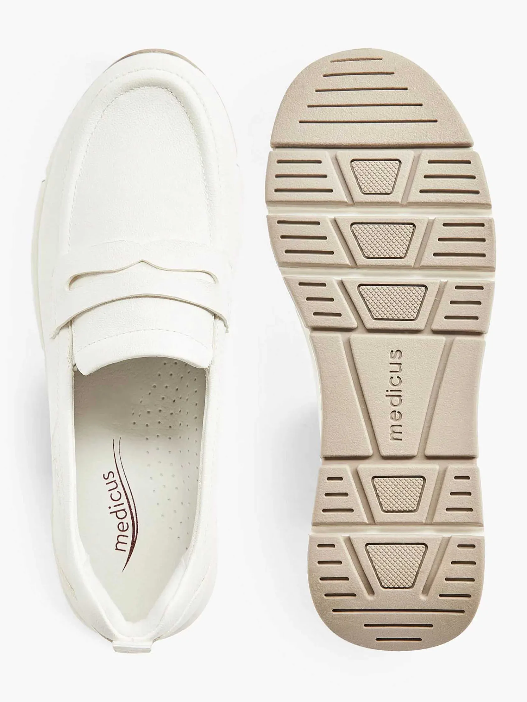 Medicus Comfort Schoenen-Witte Leren Comfort Instapper