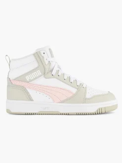 Puma Sneakers-Witte Rebound V6 Mid Jr